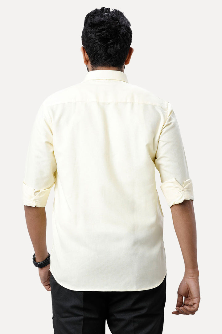 ARISER Hampton Light Sandal Color Cotton Rich Full Sleeve Solid Slim Fit Formal Shirt for Men