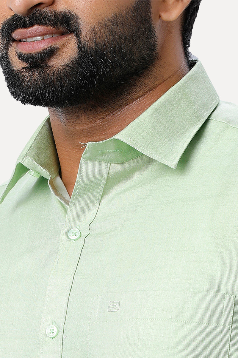 ARISER Hampton Olive Green Color Cotton Rich Half Sleeve Solid Slim Fit Formal Shirt for Men