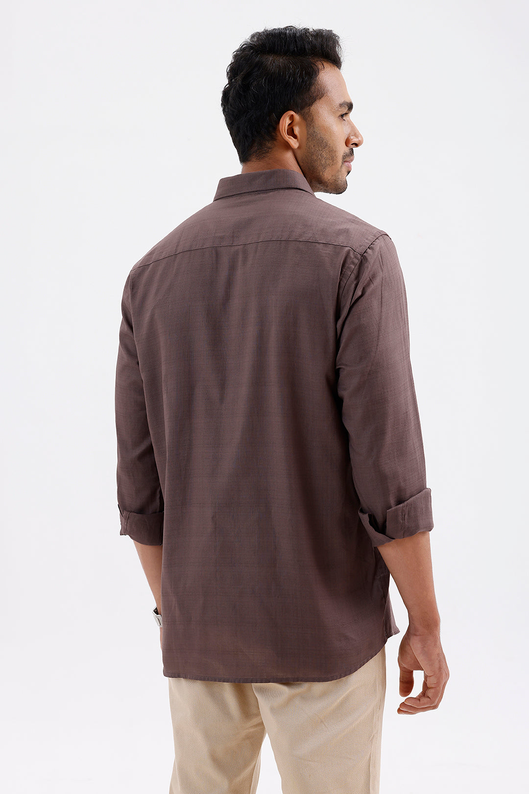 Amalfi Men's Driftwood Brown Cotton Formal Shirt