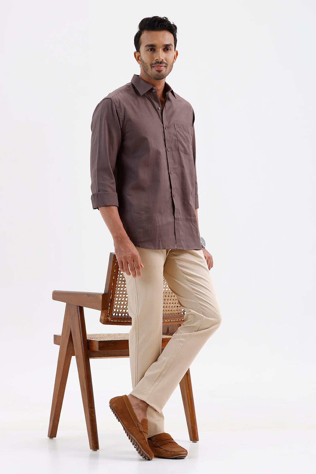 Premium Driftwood Brown Formal Shirt for Men