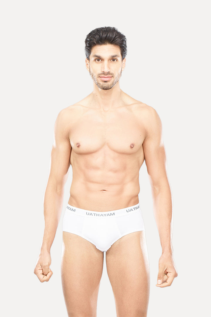 UATHAYAM Vennto Mens Cotton Solid Shrinkage Control Outer Elastic Briefs For Men (Assorted Colors)