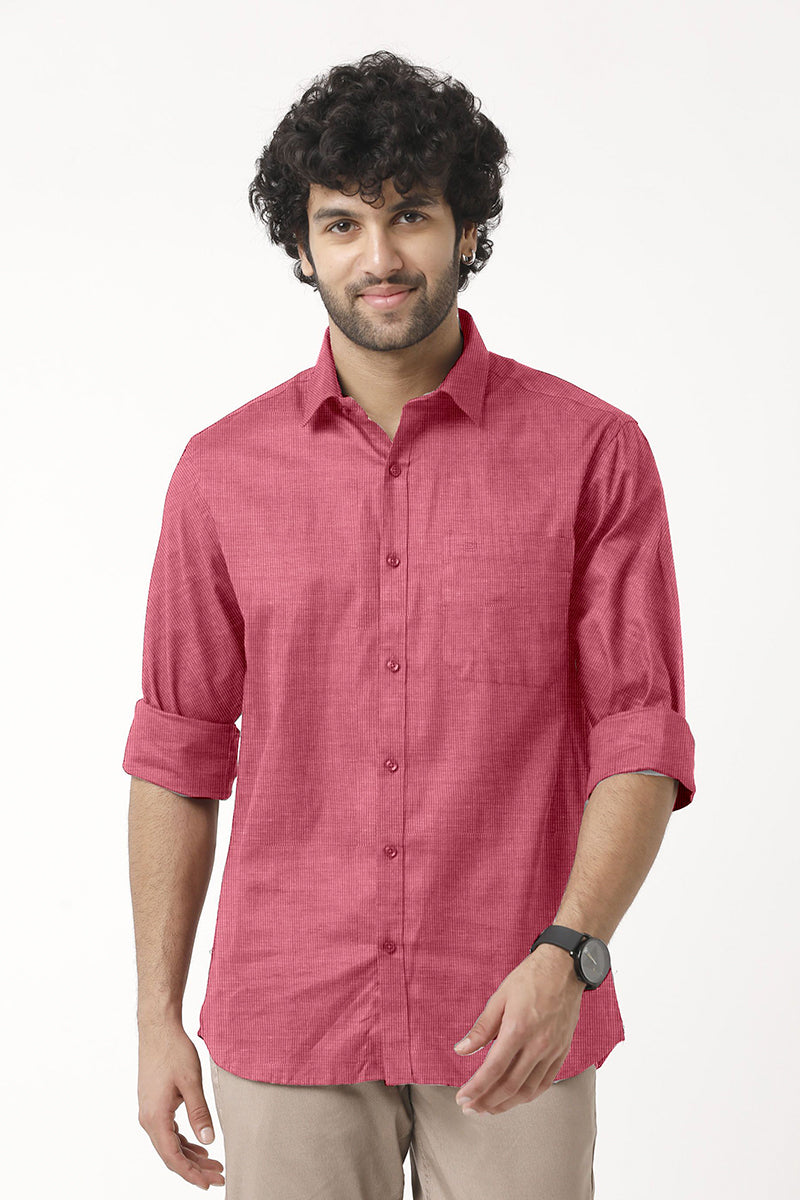 ARISER FILA Cotton Formal Solid Plain Shirts For Men (Red)