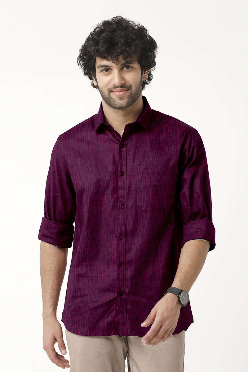 ARISER FILA Cotton Formal Solid Plain Shirts For Men (Purple)
