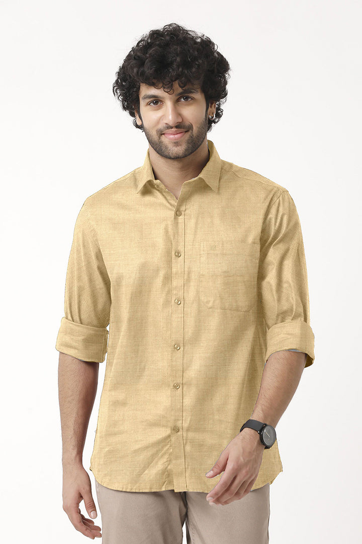 ARISER FILA Cotton Formal Solid Plain Shirts For Men (Sandal)