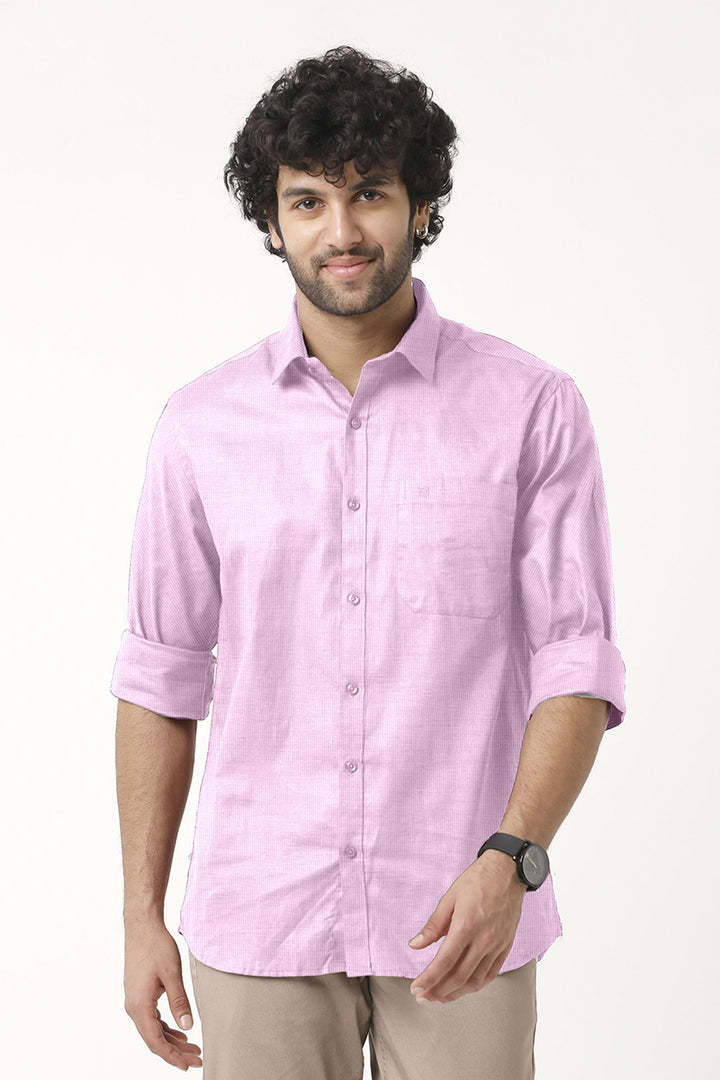 ARISER FILA Cotton Formal Solid Plain Shirts For Men (Soft Pink)
