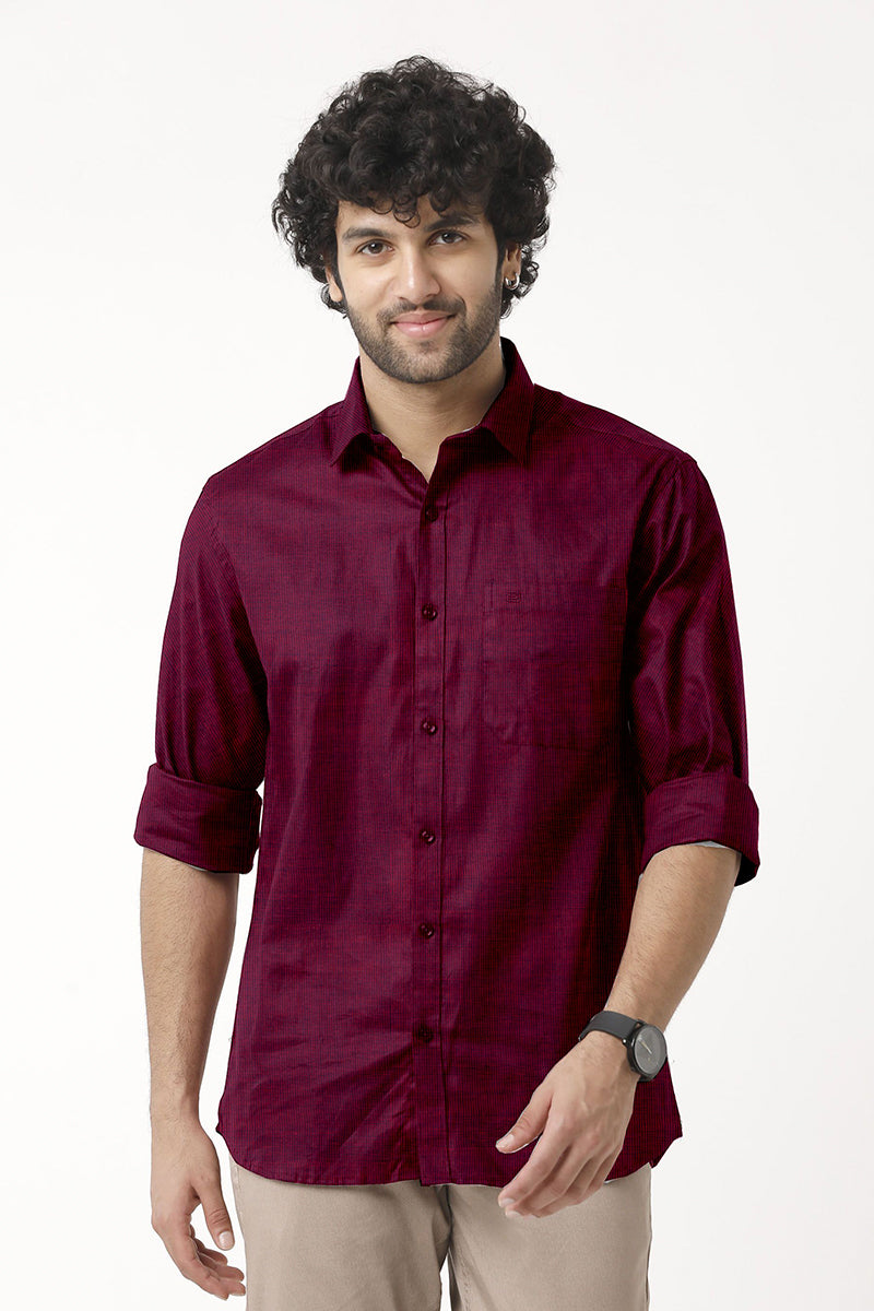 ARISER FILA Cotton Formal Solid Plain Shirts For Men (Maroon)