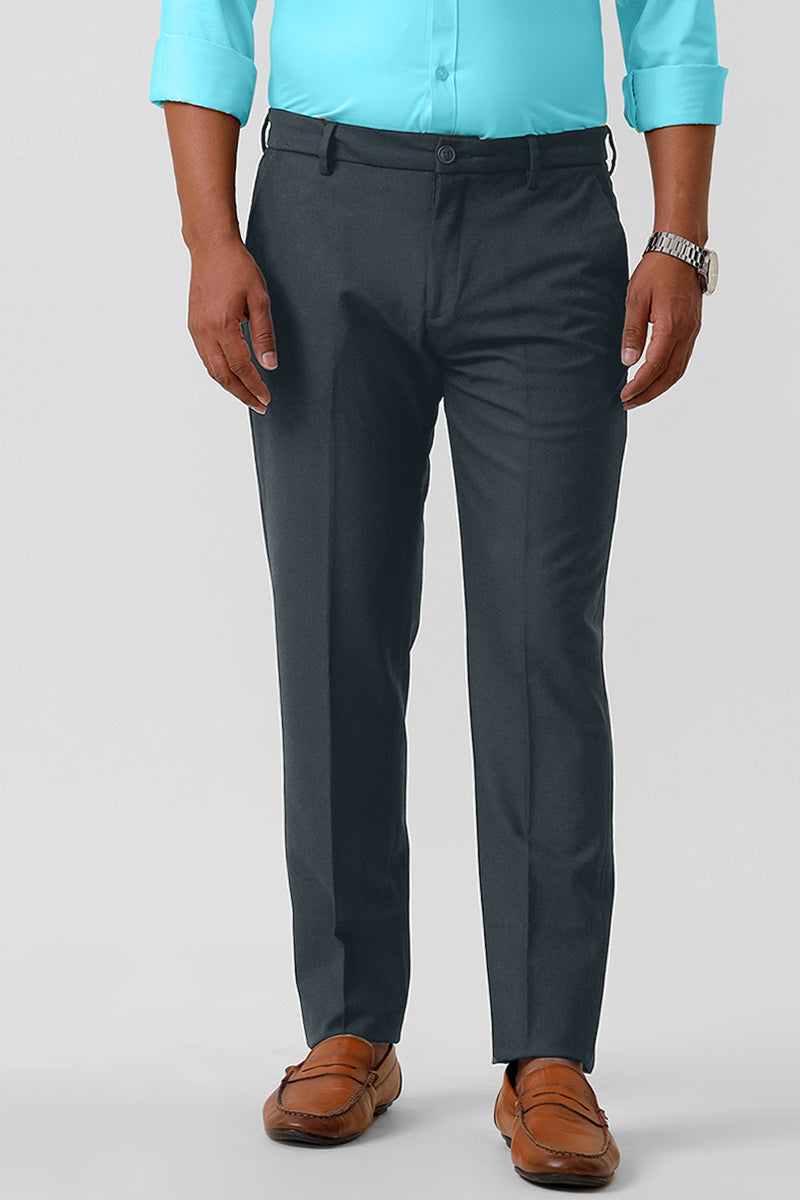 Auto Flex Steel Bluish Gray Stretch Pants for Men Stylish