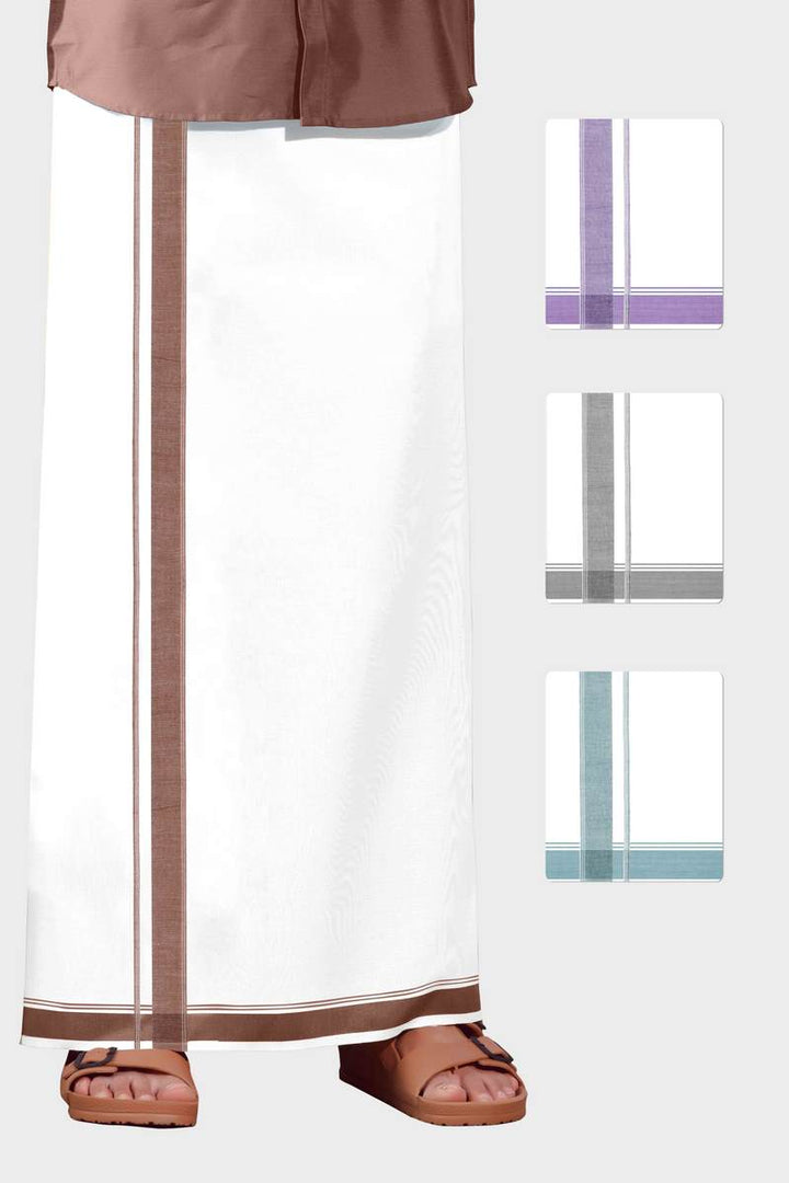 Alvin Avatar  - Lavender Smooth Cotton Double Layered Dhoti With Fancy Borders | Uathayam