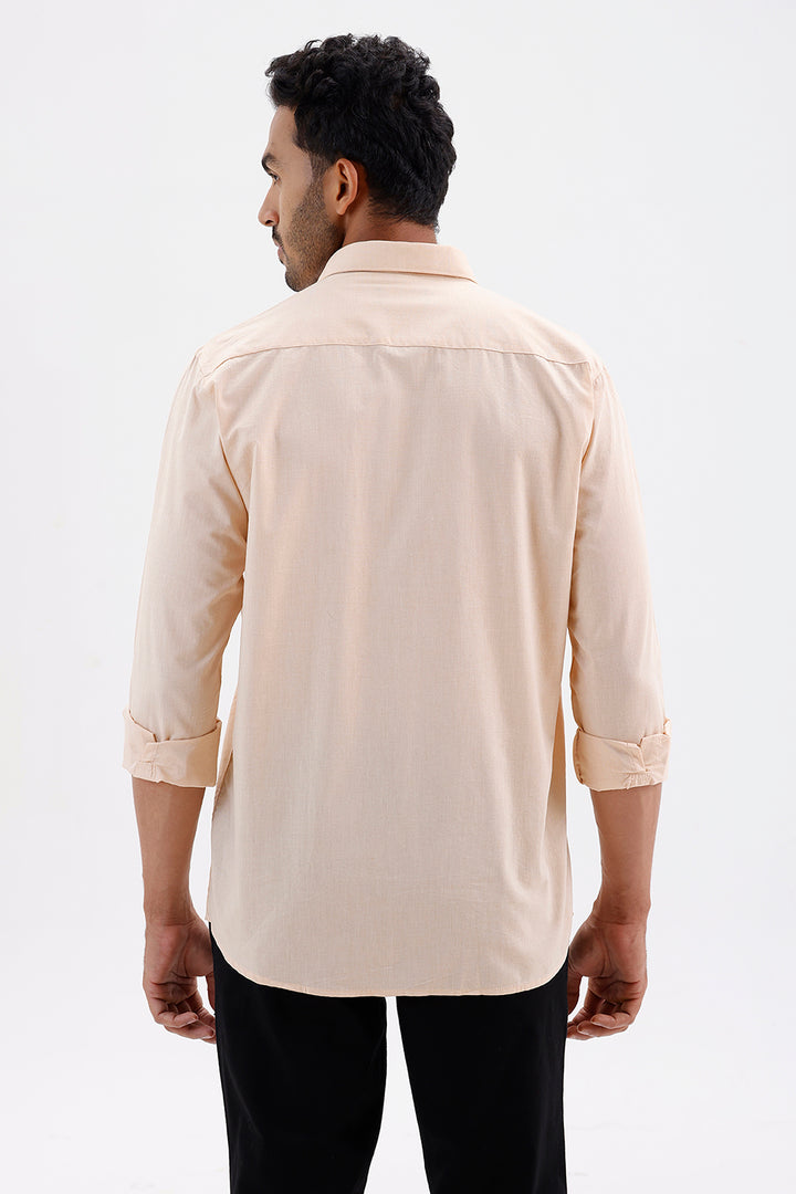 Azure Men's Vanilla Cream Cotton Formal Shirt