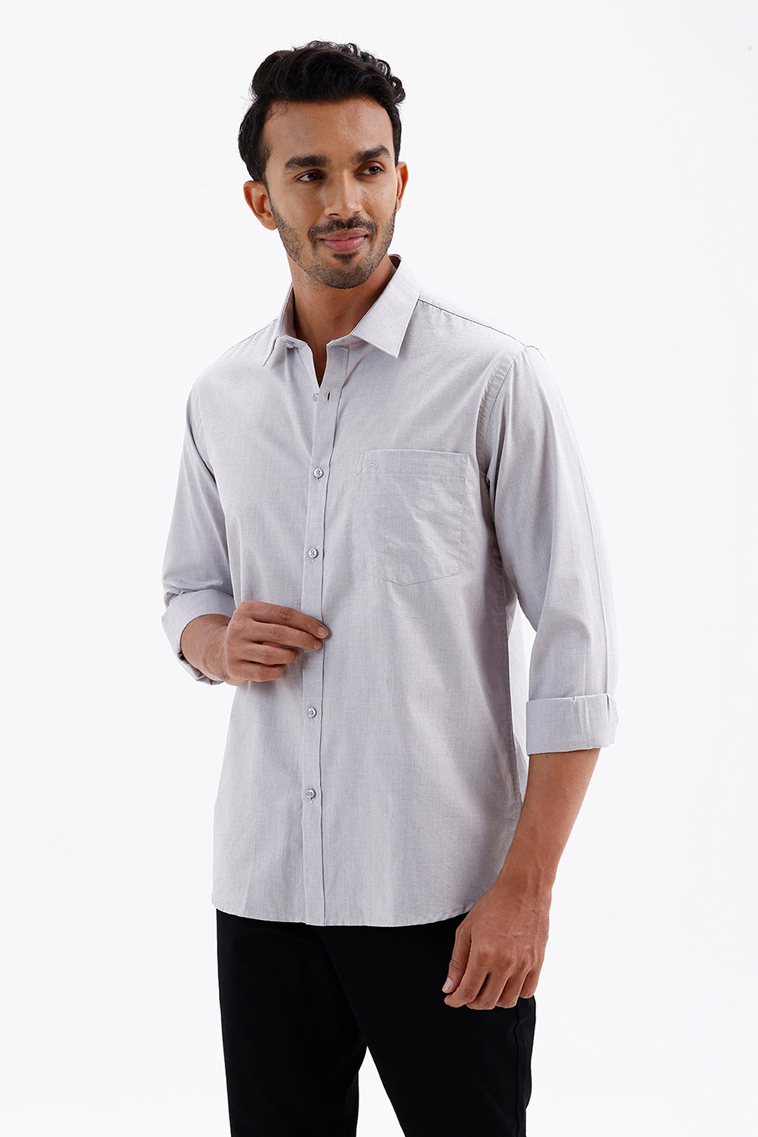Stylish Steel Gray Azure Men's Formal Shirt