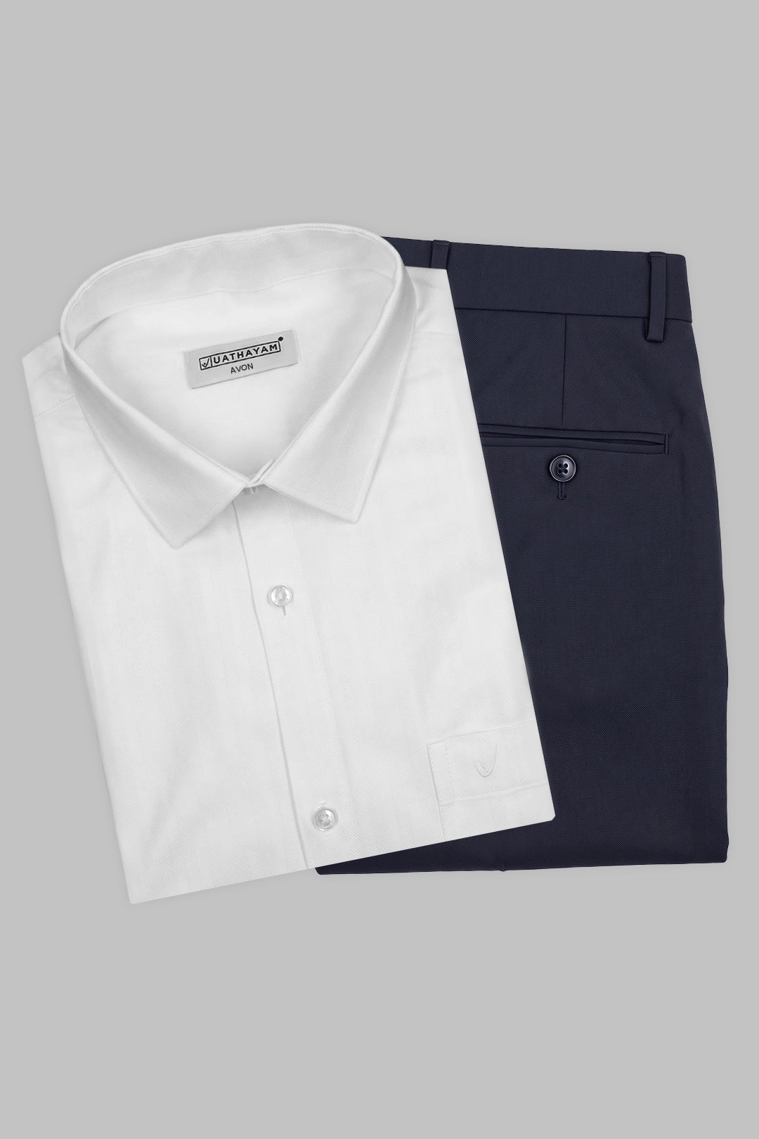 White Shirt with Midnight Steel Navy Trouser Combo 2