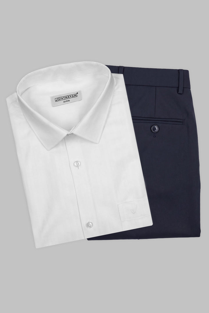 White Shirt with Midnight Steel Navy Trouser Combo 2