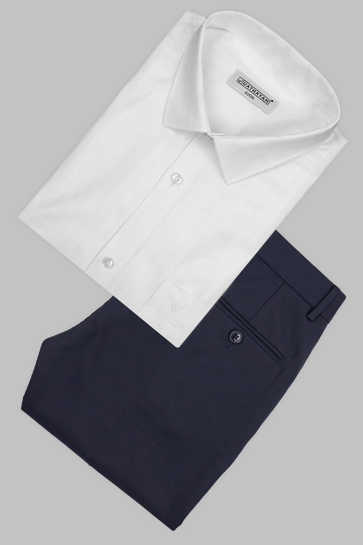 White Shirt with Midnight Steel Navy Trouser Combo 3