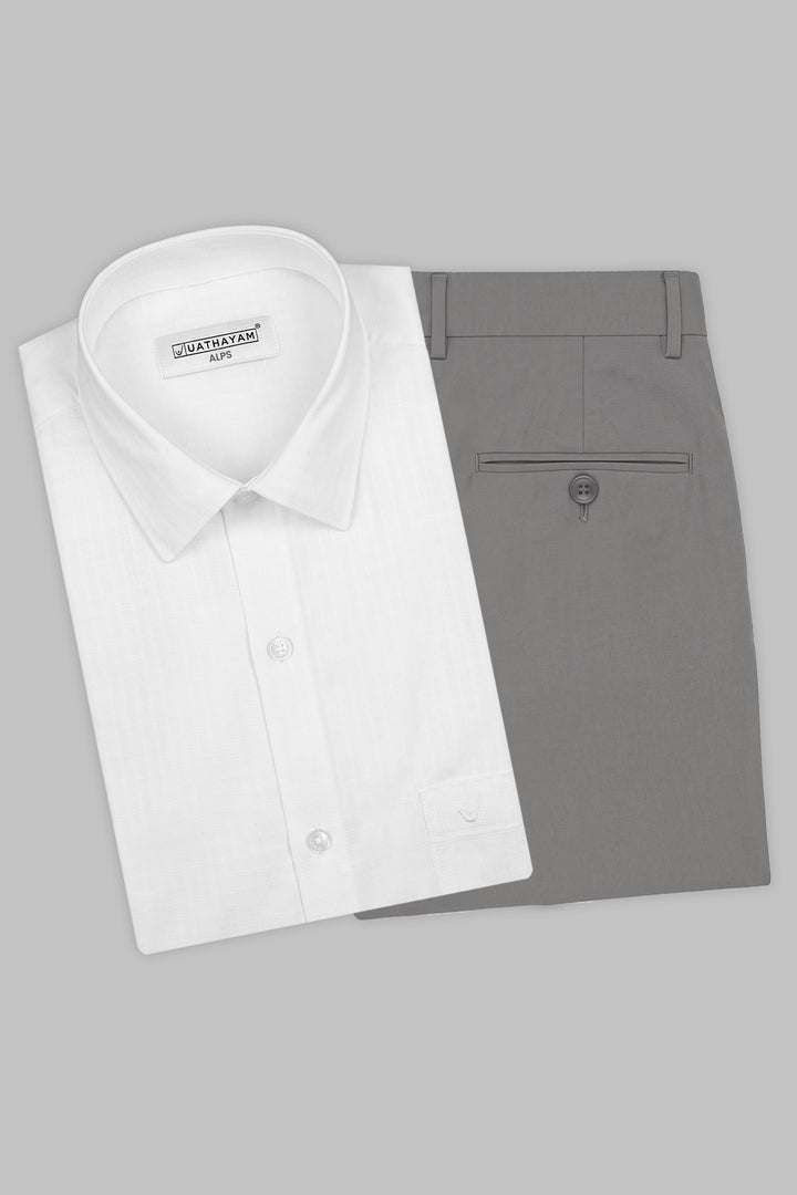 White Shirt With Charcoal Grey Trouser Combo