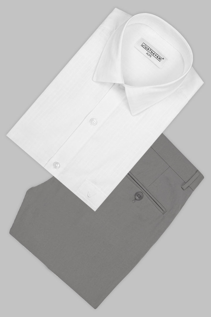 White Shirt With Charcoal Grey Trouser Combo 2