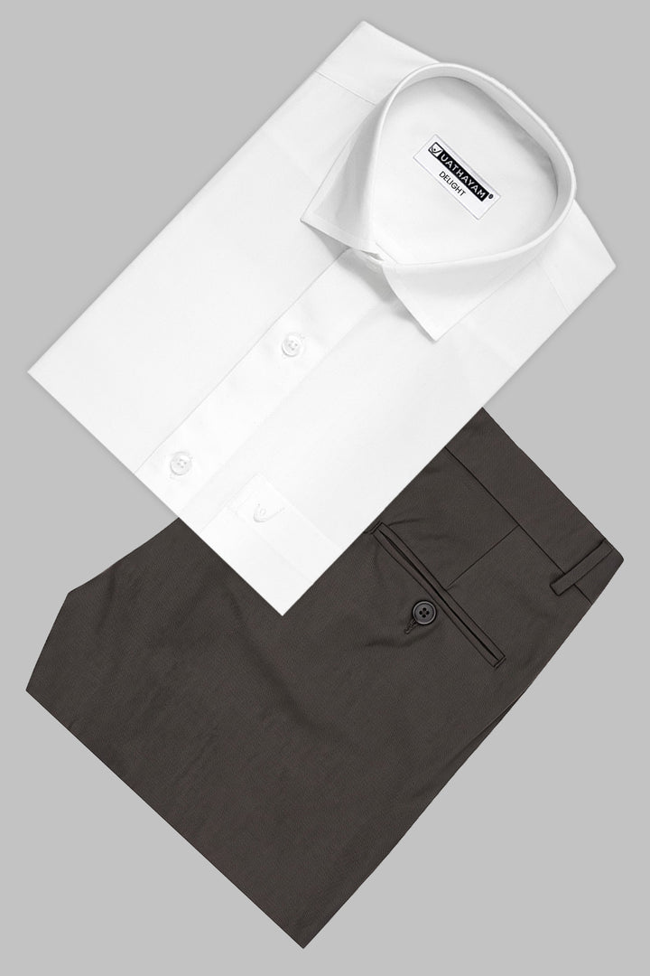 Uathayam Delight and Auto Flex Charcoal Brown Formal Wear Combo