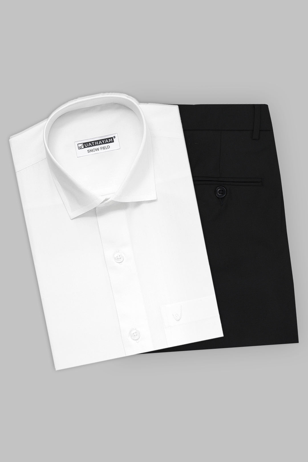 Classic White Shirt with Midnight Onyx Black Formal Trousers for Men