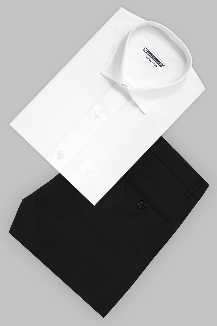 Uathayam Snow Field and Auto Flex Midnight Onyx Black Formal Wear Combo