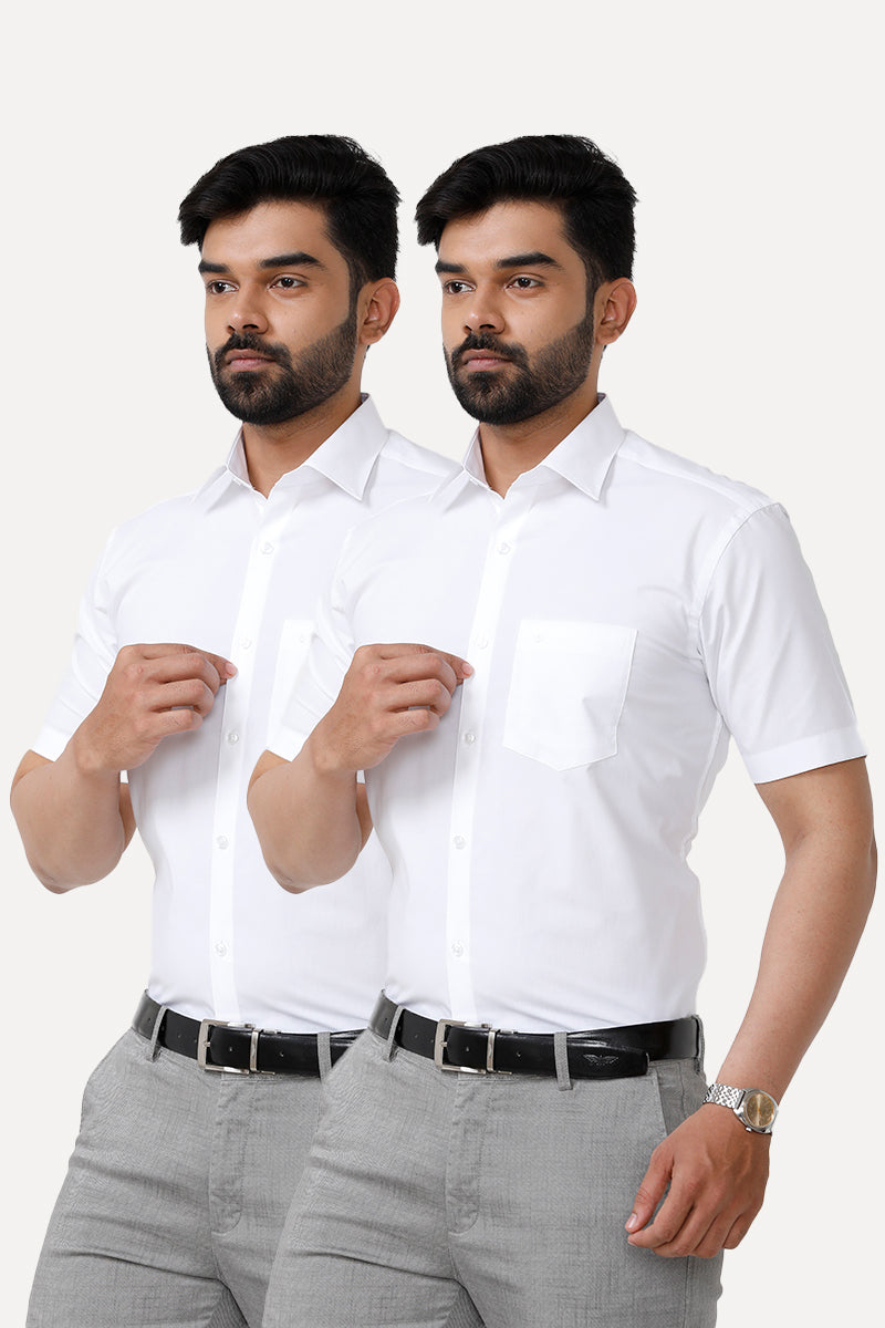 Good Luck 100% Cotton Formal White Shirt Pack Of Combo For Men
