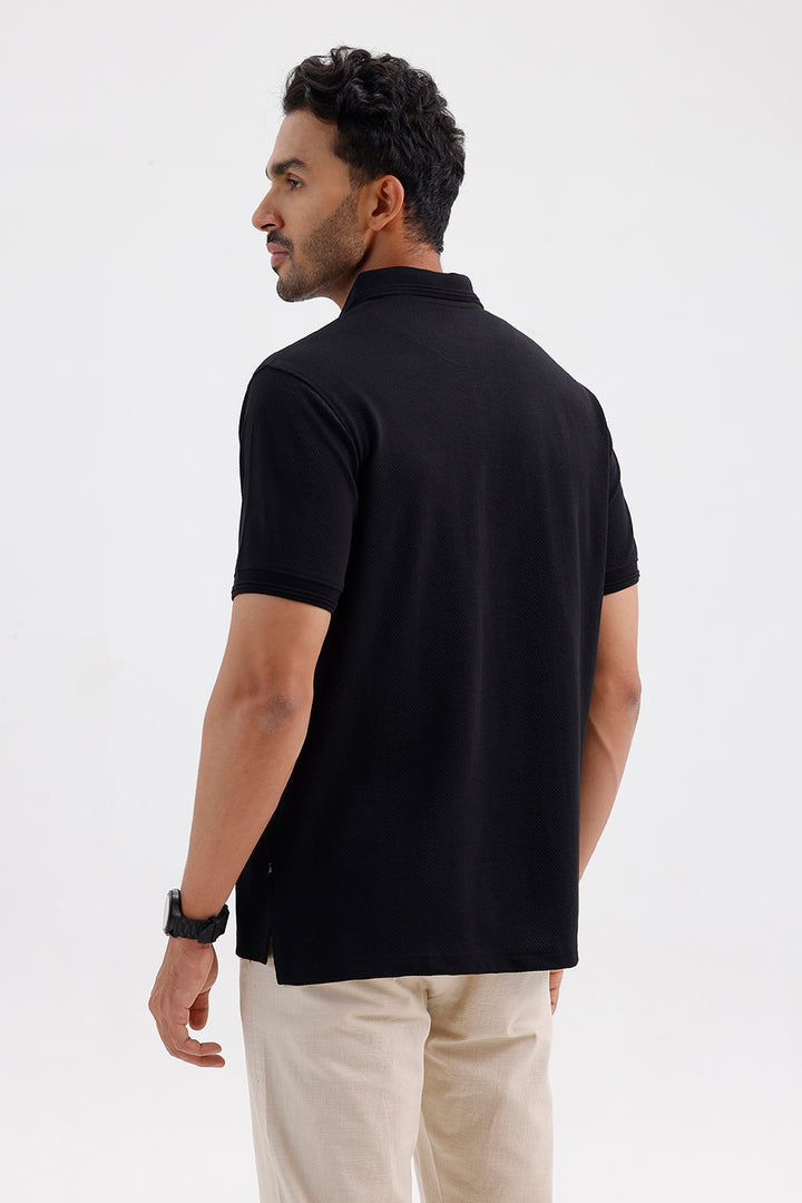 Canton Polo Men's Stone Black Cotton T-Shirt