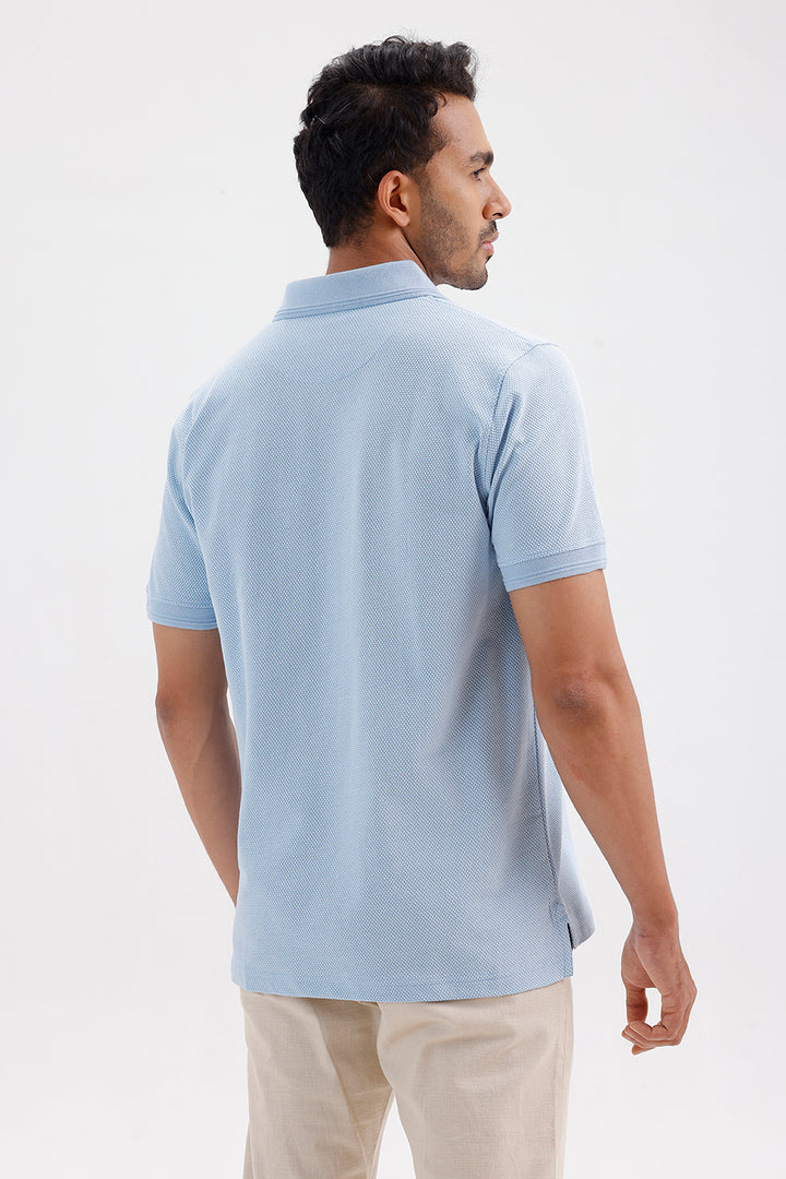Stylish Baby Blue Canton Polo Men's T-Shirt
