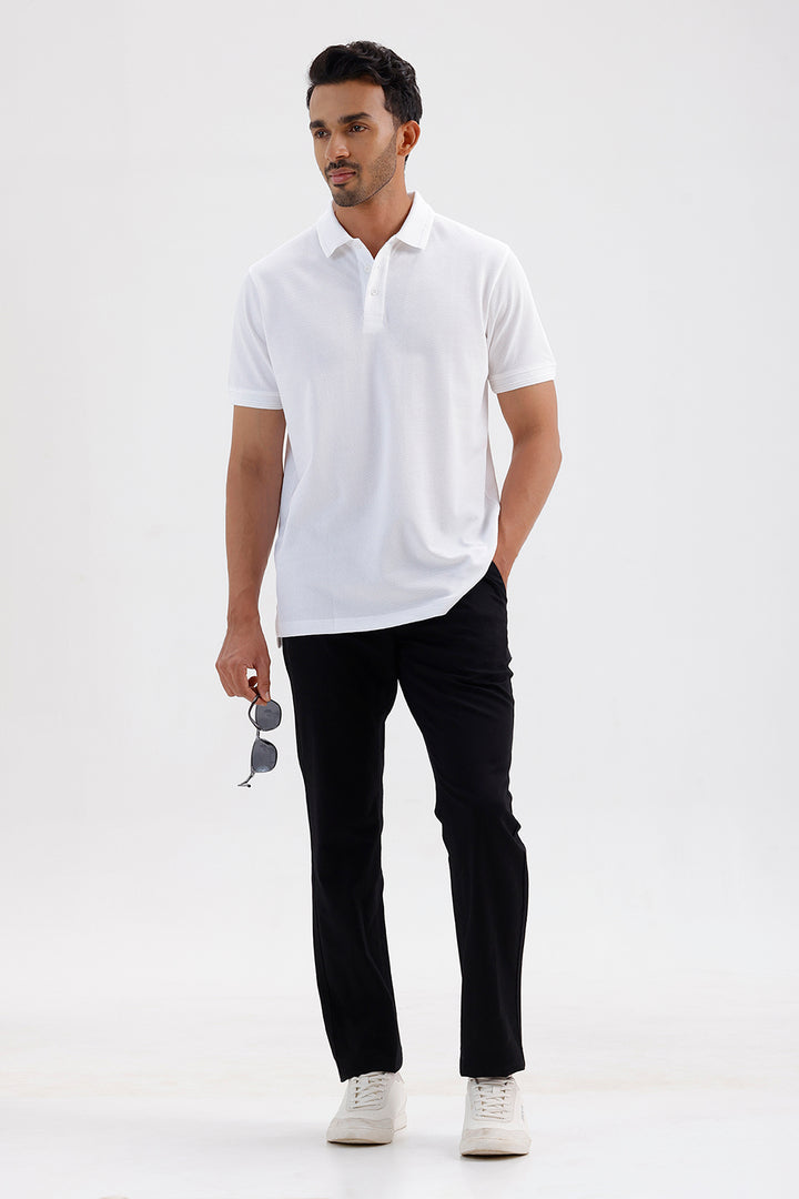 Premium Cloud White Polo Neck T-Shirt for Men