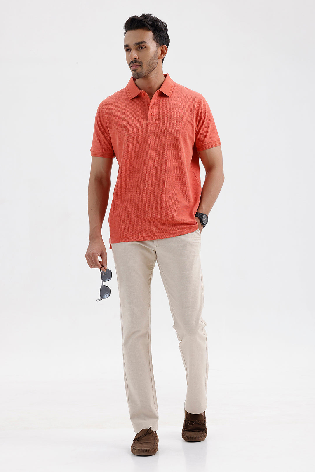 Premium Coral Rust Polo Neck T-Shirt for Men