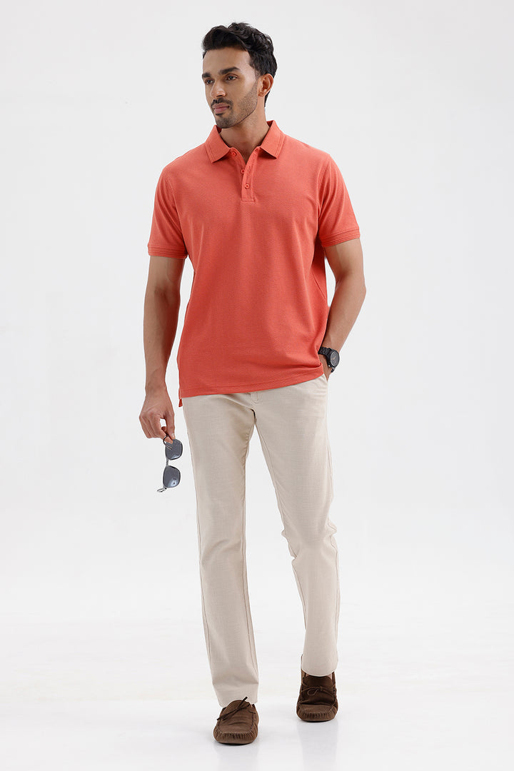 Premium Coral Rust Polo Neck T-Shirt for Men