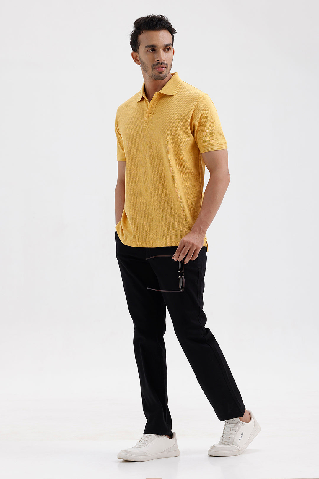 Premium Golden Amber Polo Neck T-Shirt for Men