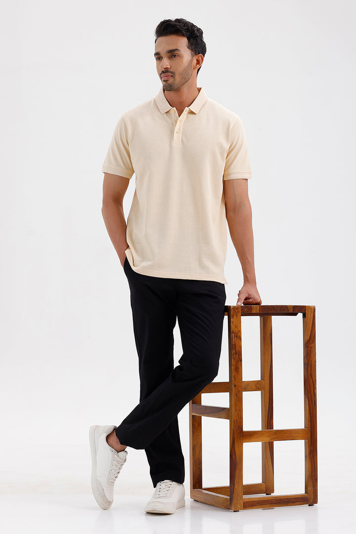 Men's Solid Desert Sand Canton Polo T-Shirt