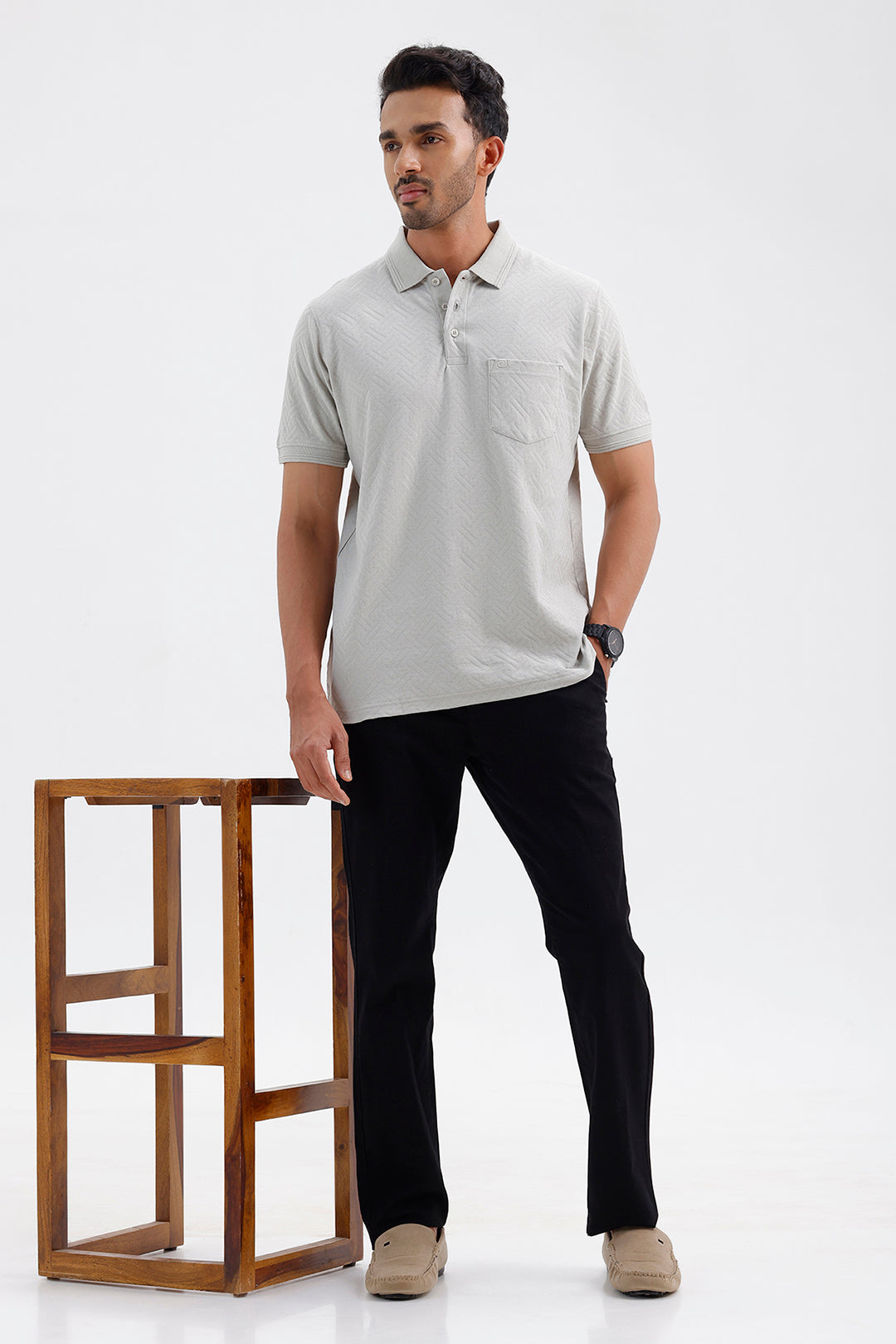 Men's Solid Sage Mist Gray Clark Polo T-Shirt