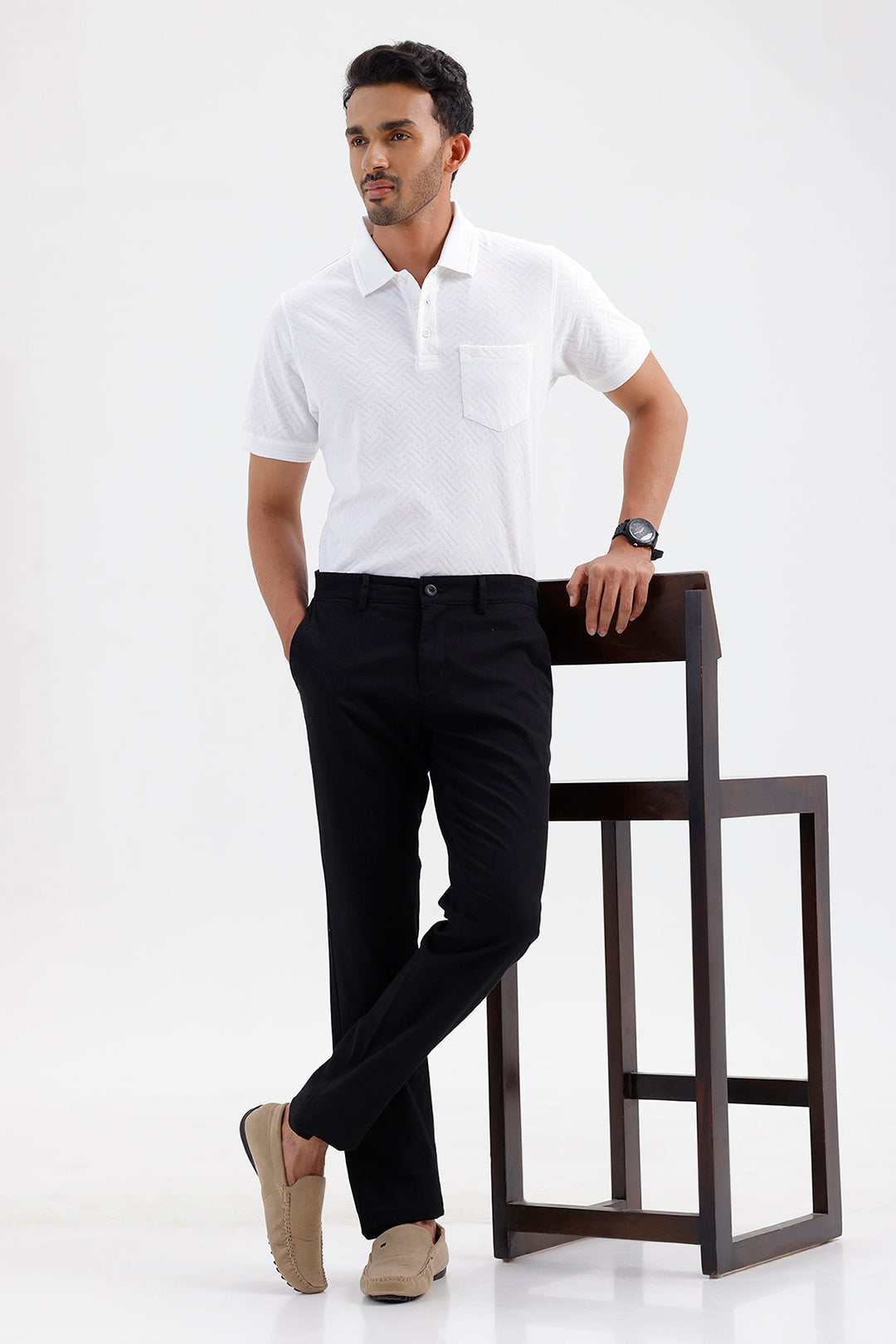 Premium Cloud White Polo Neck T-Shirt for Men