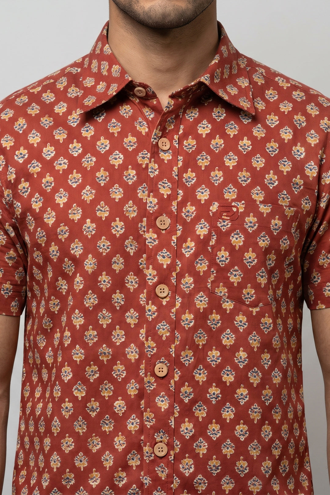 Congo + Basic Chino - Rust Red Shirt With Deep Army Green Trouser Combo For Men | Ariser
