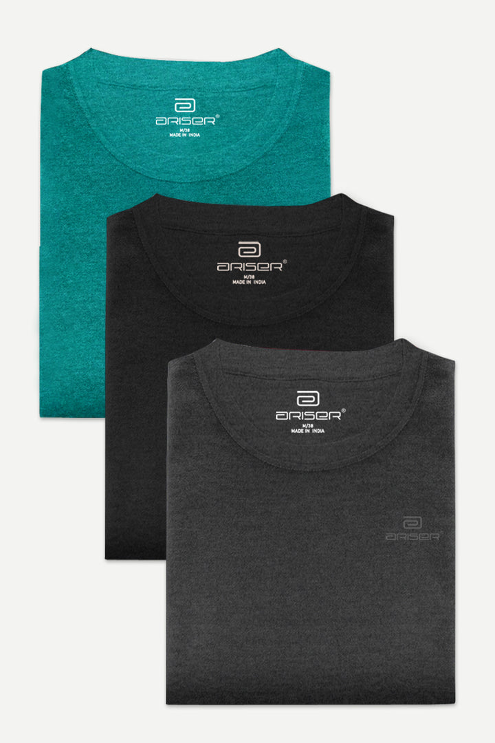 Round Neck -  Solid T-Shirt Pack Of 3 Combo For Men | Ariser