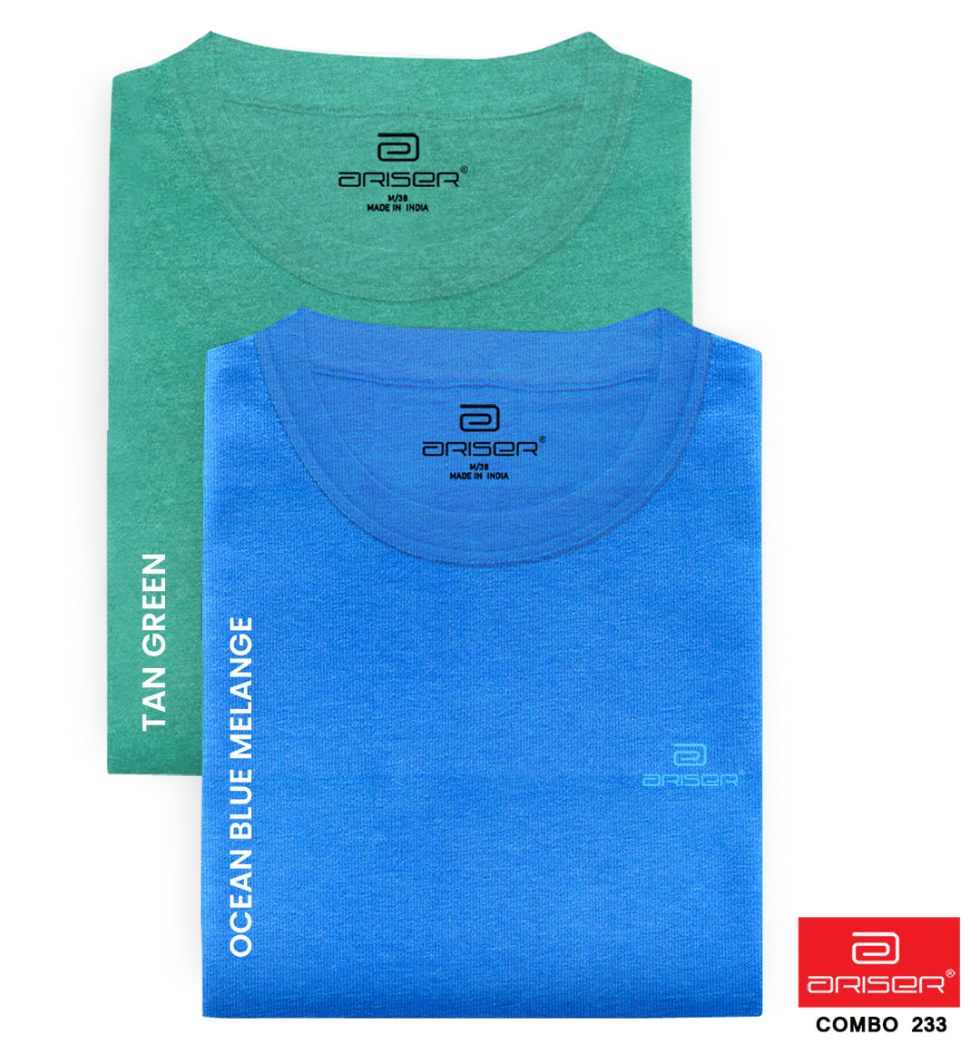Ariser Cotton Round Neck Solid T-Shirt Combo-233 ( Pack Of 2 )