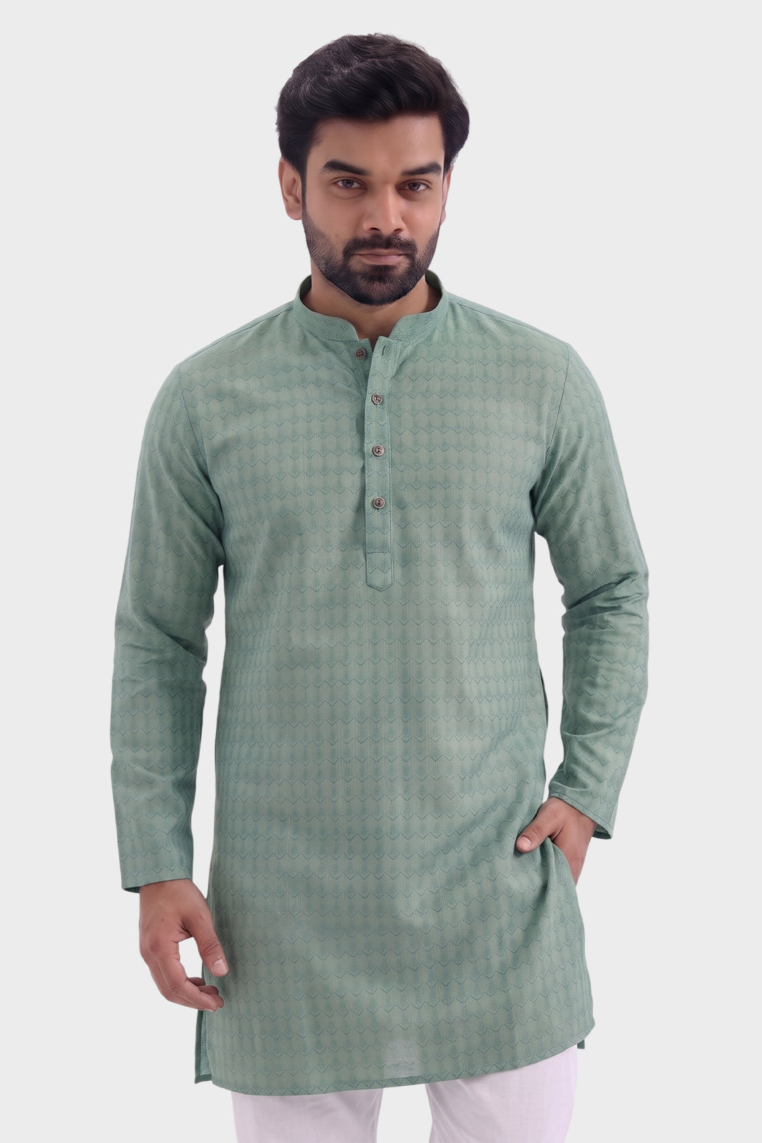 Sammanth - Sage Leaf Long Kurta For Mens | Uathayam