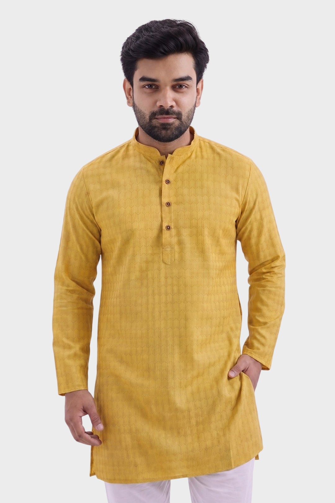 Mustard Yellow Long Kurta For Men