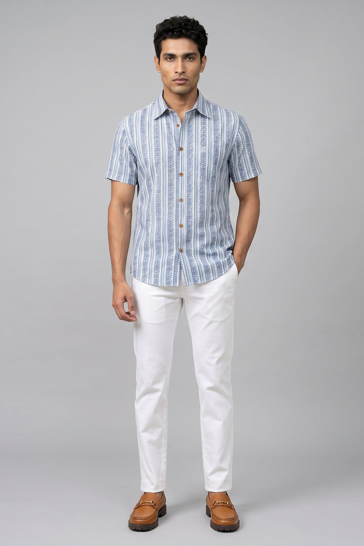 Congo + Basic Chino - Light Blue Shirt With White Trouser Combo For Men | Ariser