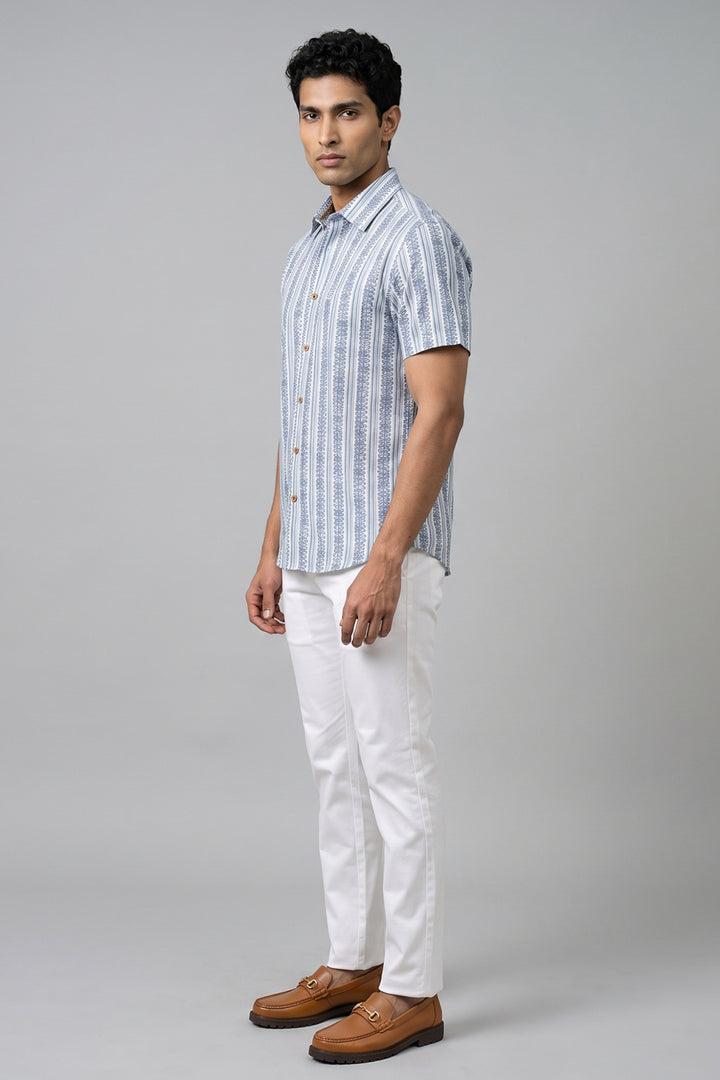 Congo + Basic Chino - Light Blue Shirt With White Trouser Combo For Men | Ariser