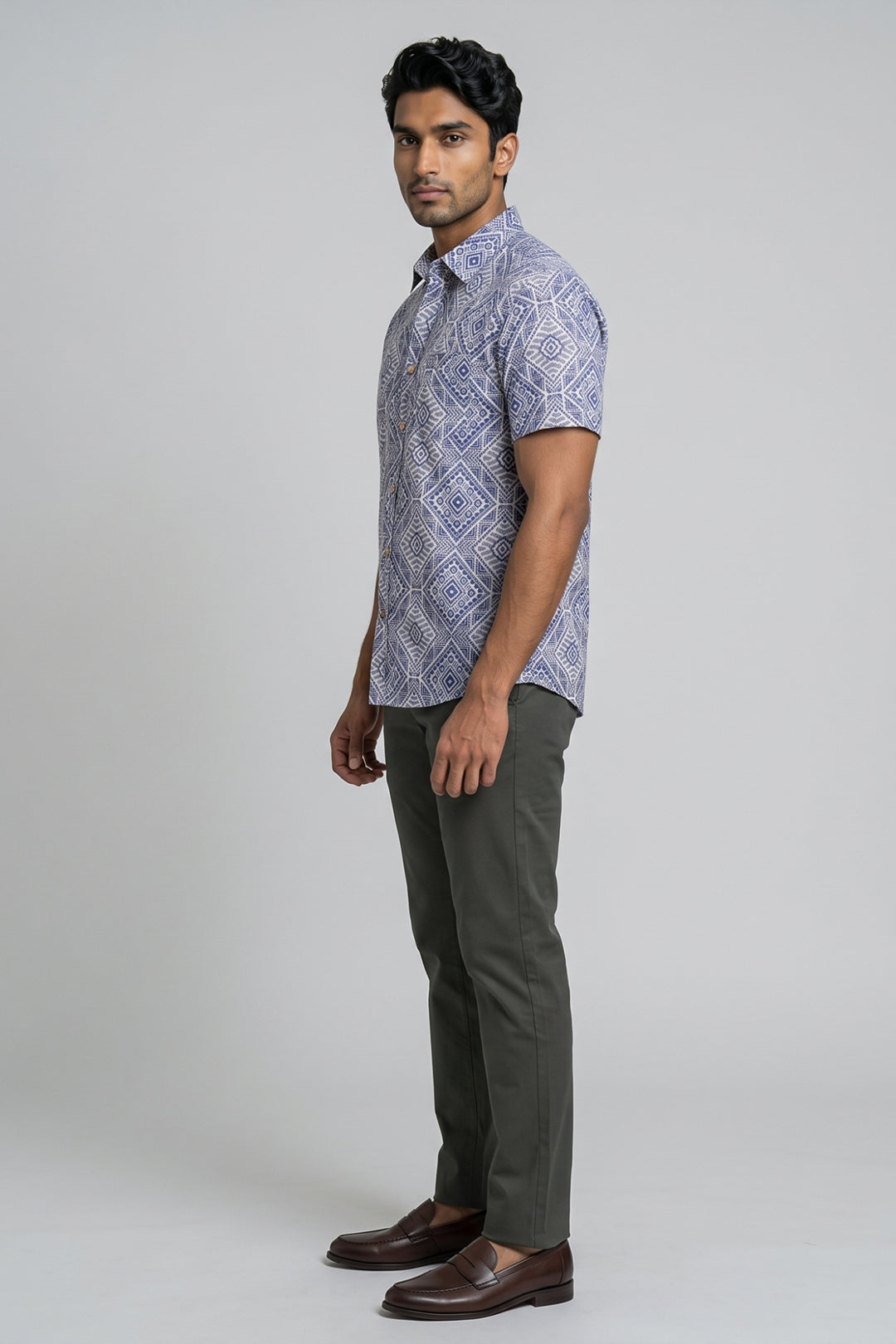 Congo + Basic Chino - Indigo Blue Shirt With Deep Army Green Trouser Combo For Men | Ariser