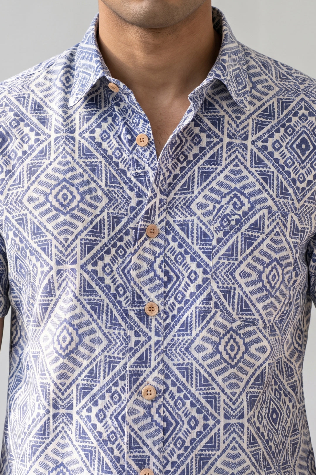 Congo + Basic Chino - Indigo Blue Shirt With White Trouser Combo For Men | Ariser
