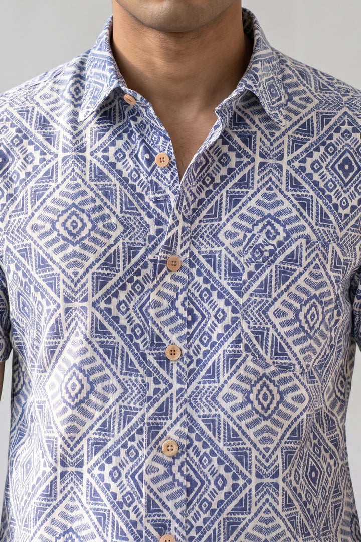 Congo + Basic Chino - Indigo Blue Shirt With White Trouser Combo For Men | Ariser