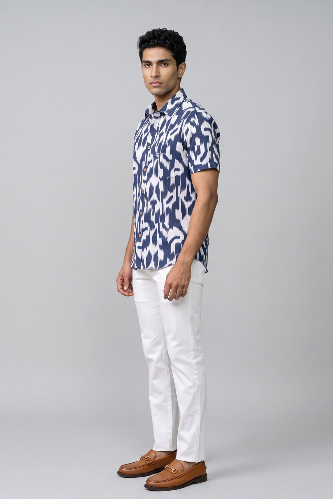 Congo + Basic Chino - Navy Blue Shirt With White Trouser Combo For Men | Ariser