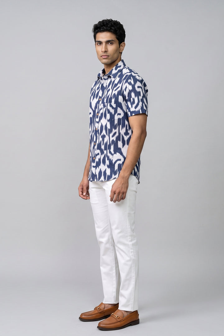 Congo + Basic Chino - Navy Blue Shirt With White Trouser Combo For Men | Ariser