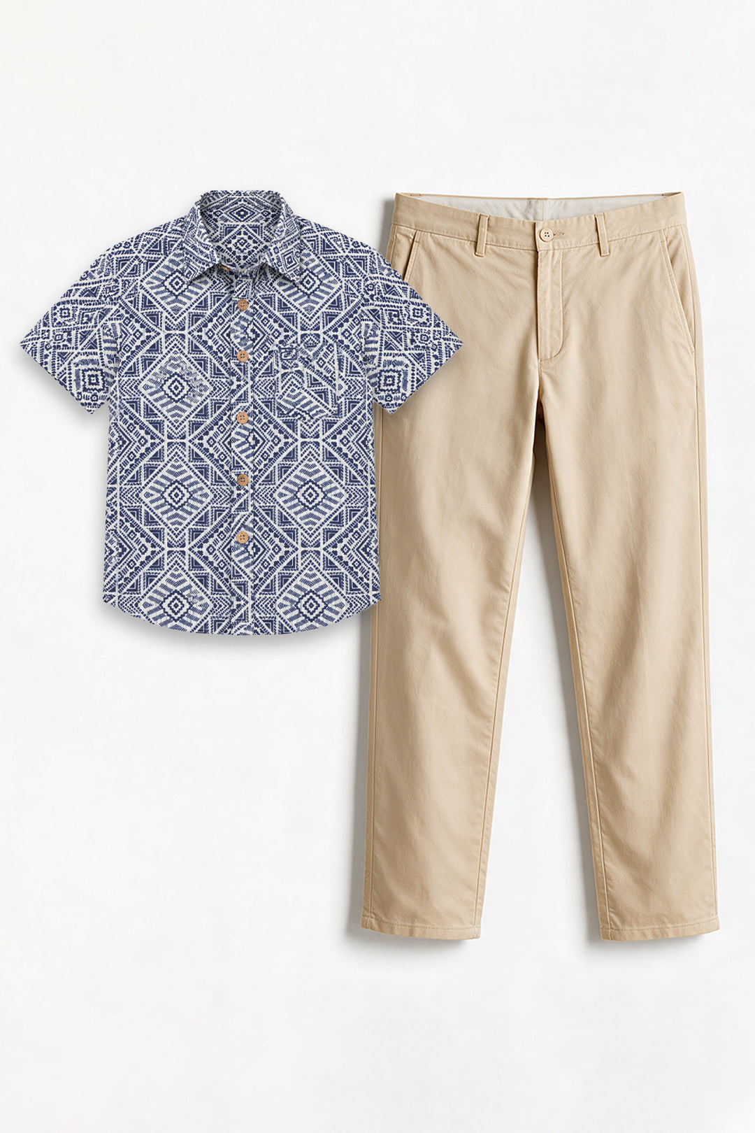 Congo + Basic Chino - Indigo Blue Shirt With Sandal Trouser Combo For Men | Ariser