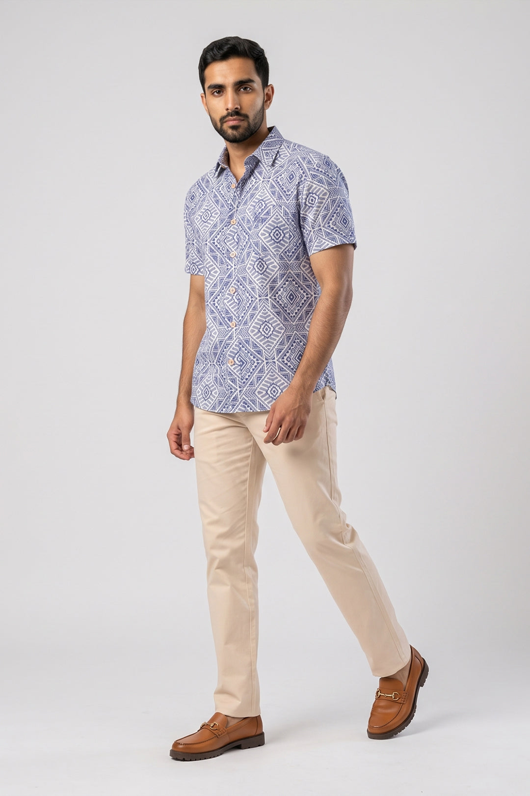 Congo + Basic Chino - Indigo Blue Shirt With Sandal Trouser Combo For Men | Ariser