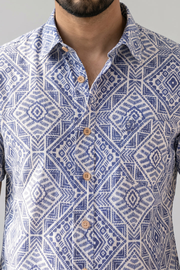 Congo + Basic Chino - Indigo Blue Shirt With Sandal Trouser Combo For Men | Ariser