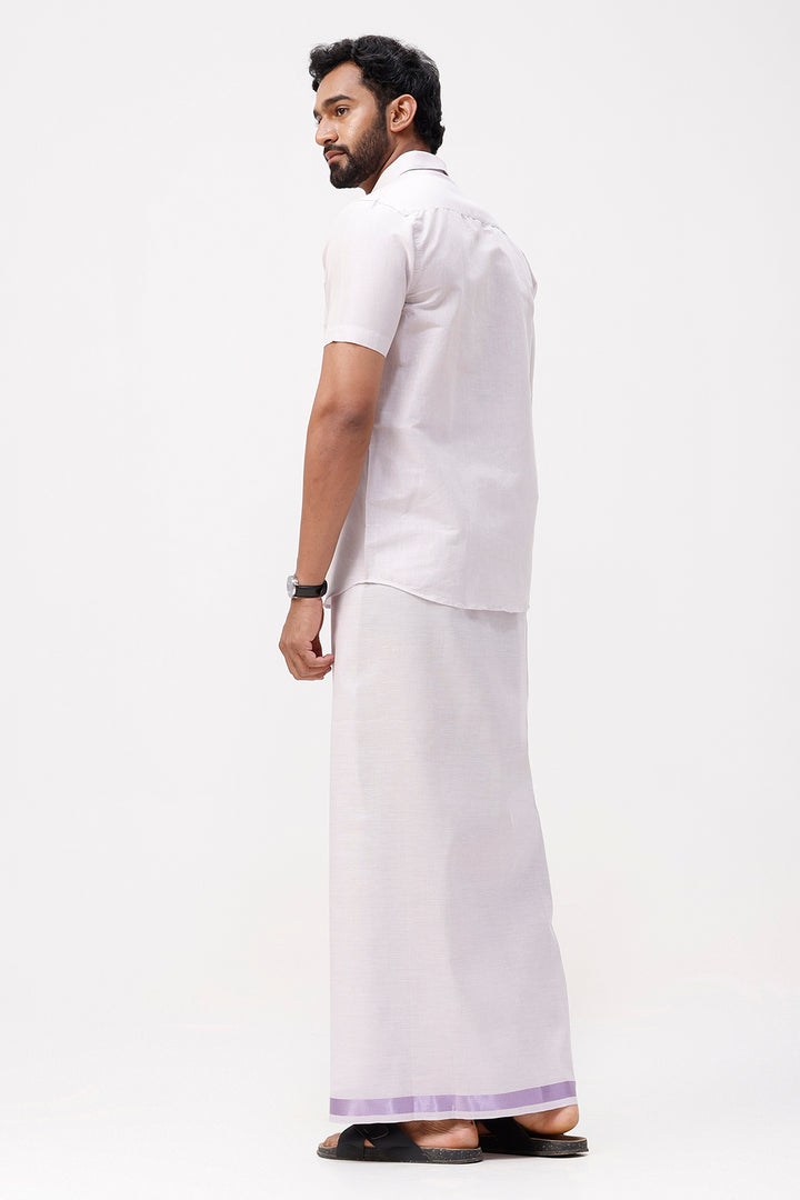 Vaibhav Traditional Lavender Shirt and Tissue Dhoti Combo Set
