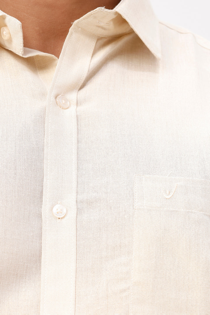 Gold shirt and tissue dhoti combo for festive wear