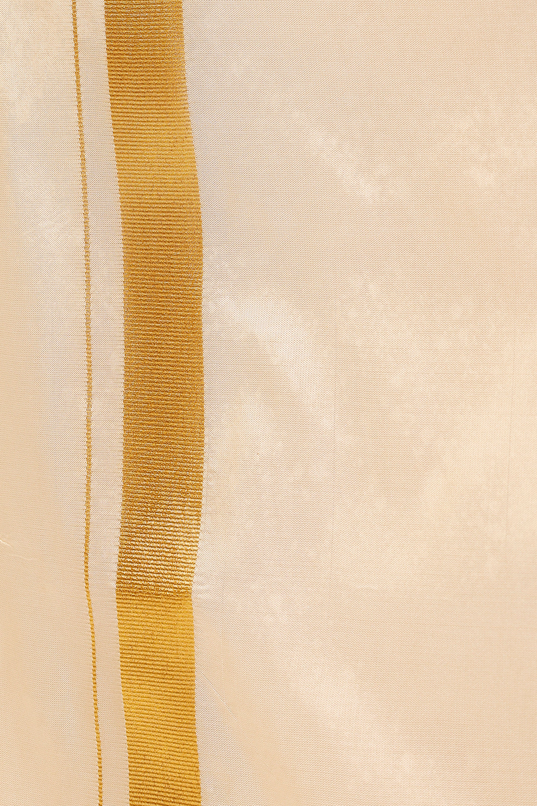 Close-up of a cream fabric with a yellow stripe